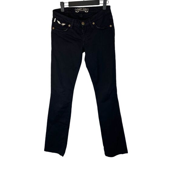 Robin's Jeans SP8369 Long Flap Studded Pockets Black Skinny Jeans Women's 26 - Picture 3 of 8
